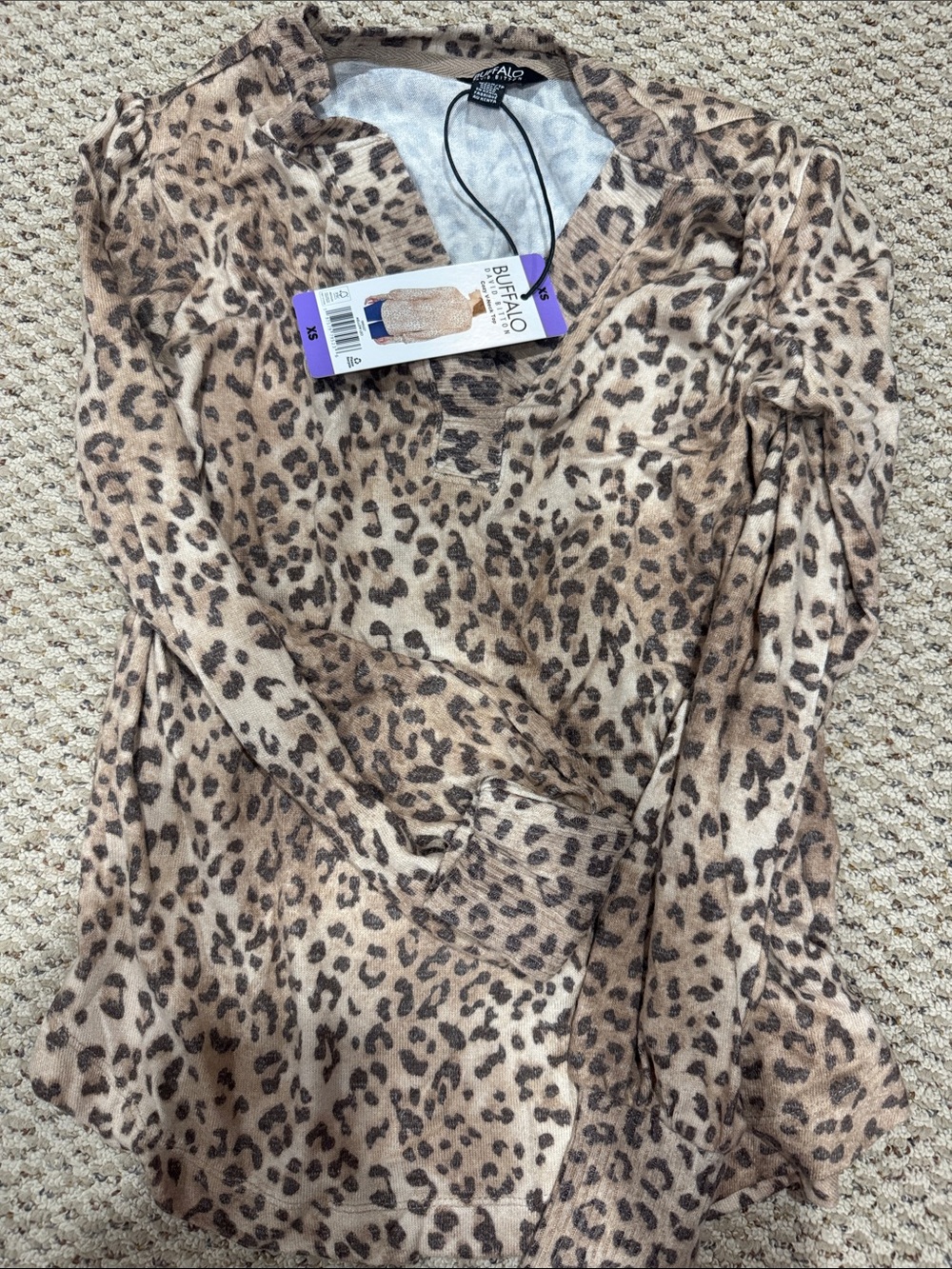 Buffalo David Bitton Women's Leopard Print Long Sleeve Tunic - Beige Brown